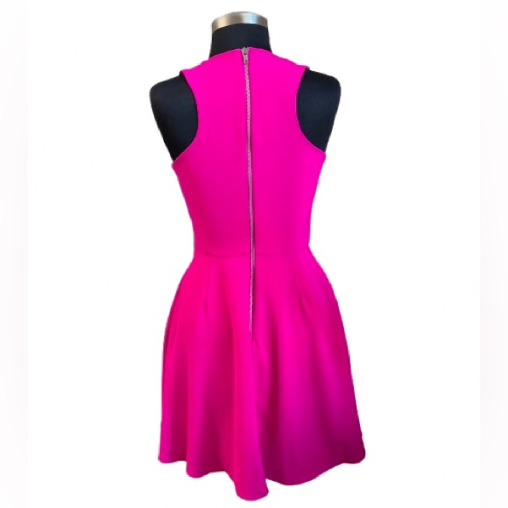 Adelyn Rae Asymmetrical Ruffled Hem Vibrant Pink Sleeveless Dress  Size S - Picture 4 of 9